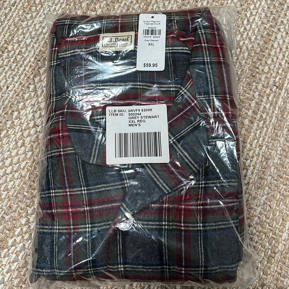 Lands End flannel long sleeved mens pajama set XXL